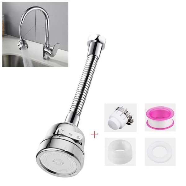 Nifogo 360° Portable Rotating Faucet, Faucet Head Nozzle Filter, 3 Adjustable Modes, Water Saving Device (Silver)[DB]