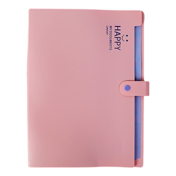 Utvidbar mappeorganisator med spenne, rosa