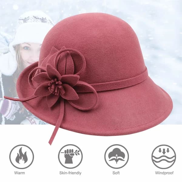 Vintage Damehat Retro Baretter til Fest Rejse (Pink)