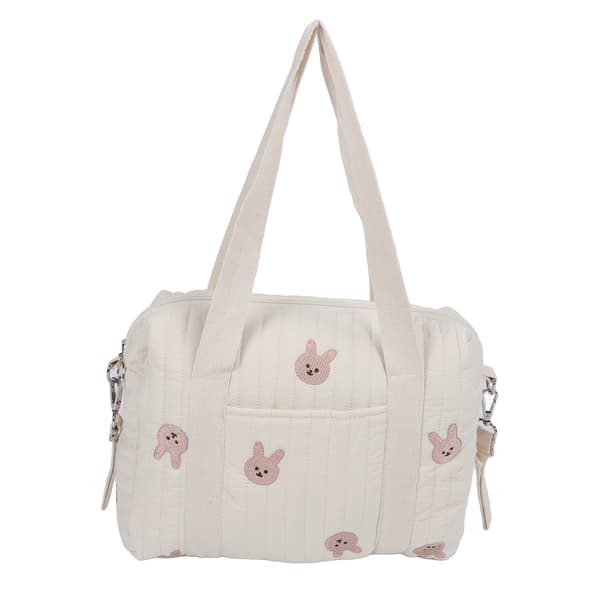 Multifunctional Stroller Bag with Zipper, Embroidery, Reusable Handbag, Diaper Bag, Rabbit Bag