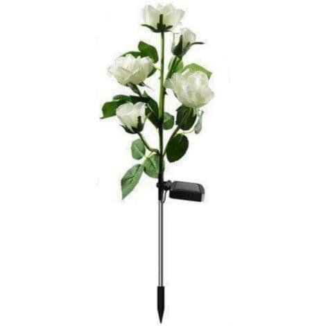 1 Blomster Solar Hagelampe med 5 Roseformede Hoder - LED-lys (Hvit)