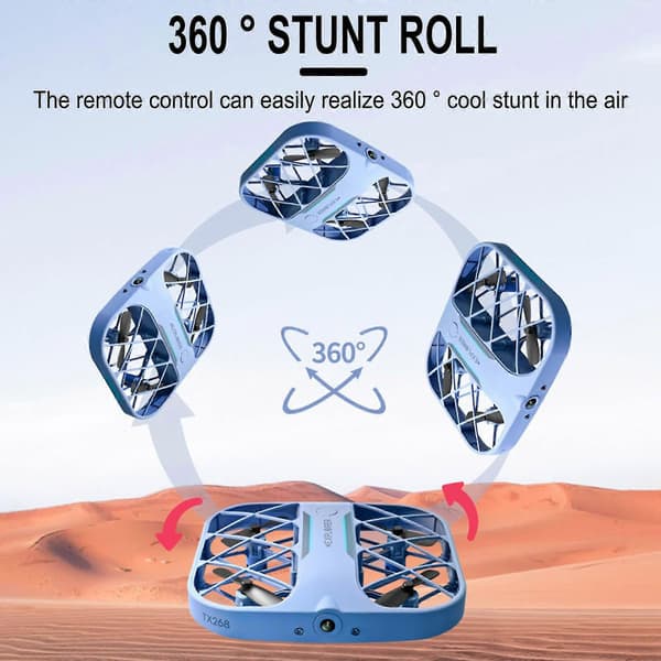 Firehjuling Intelligent Hover Mini UAV Fjernkontroll Fly Wifi HD 4K Kamera Oppladbart Batteri (FMY) Blå Blue