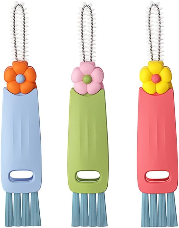 3-in-1 Cup Lid Cleaning Brush Set - Lid Cleaner with Brush, Multifunctional, Efficient and Durable Brush for Bottle Openings (3-pack)