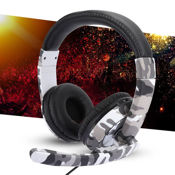 Hovedmonteret telefon computer gaming hovedtelefoner headset til PS4 hvid camouflage
