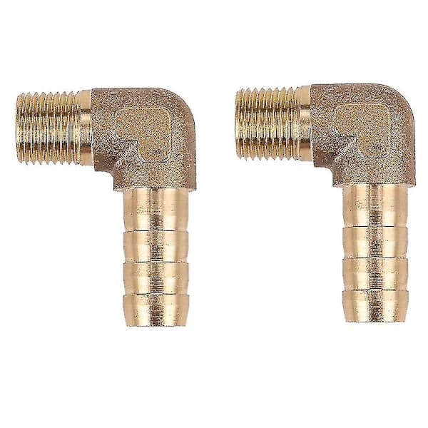 2 pcs 8mm Hose X 3/8 inch Male Thread 90 Degree Brass Elbow Pipe Fitting