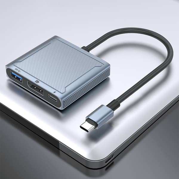 8K 60Hz DP 3-i-1 Hubadapter USB C til Displayport