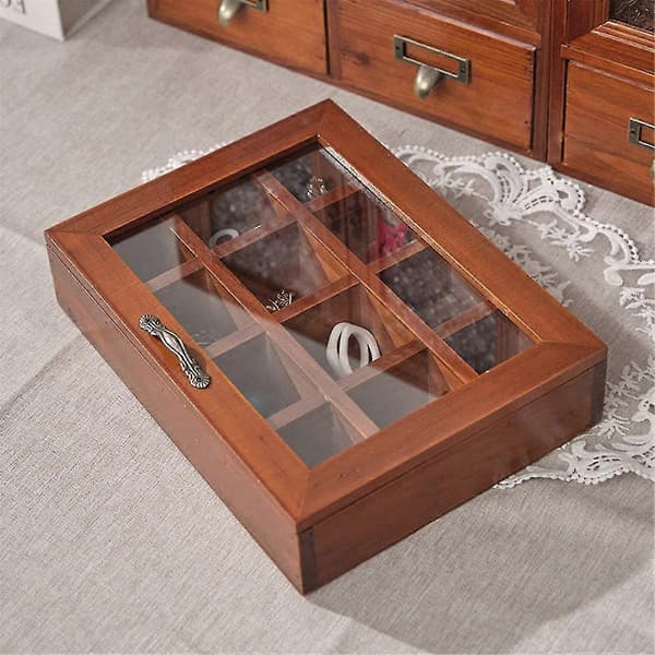 12 Compartment Wooden Box for Tea Bags Sugar Packets Spice Packets Storage Box Instant Coffee Packets
