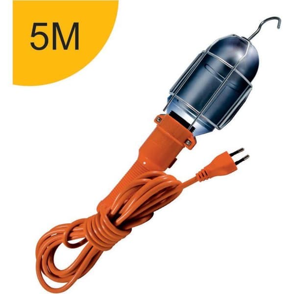 E27 arbeidslampe - 5M kabel - lyspære ikke inkludert