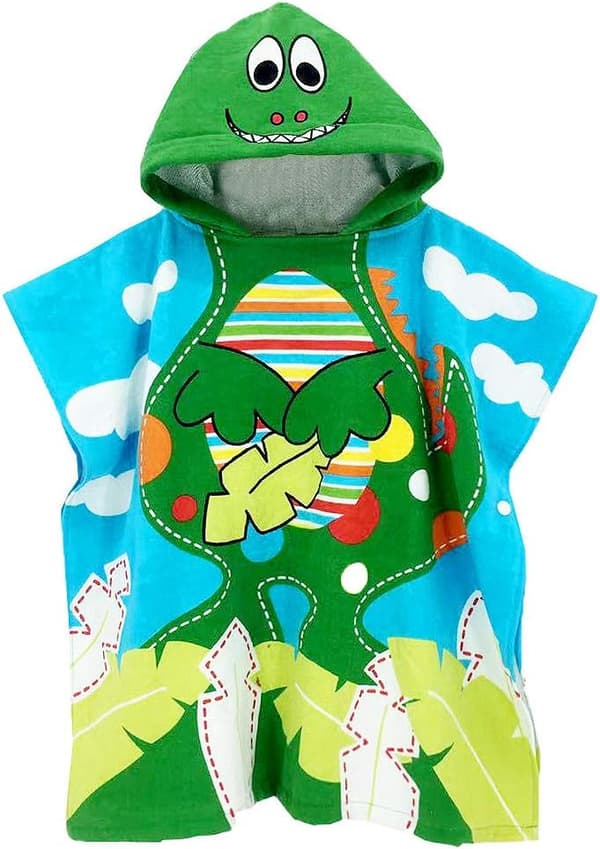 Børne Svømning Hurtigtørrende Badehåndklæde (Grøn Dinosaur 60x60cm)