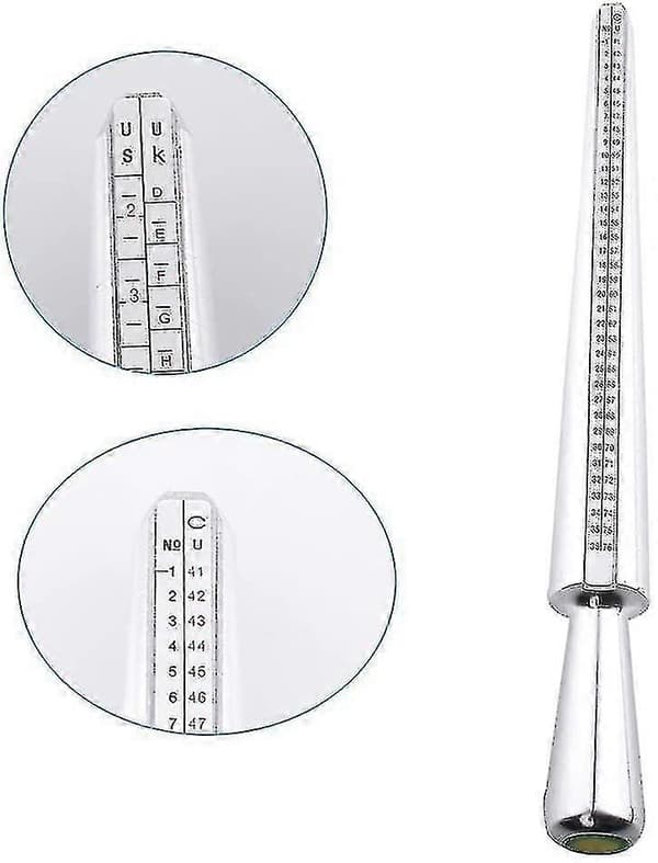 Ringstørrelsesmåler, 4 størrelser Ringmålestokk Metall Dorn & Fingerstørrelsesmåler Sett - XC