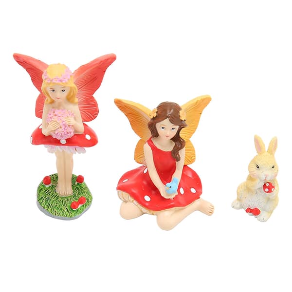 Miniature fe figurer håndtegning harpiks kanin fe skulptur til fe have sæt tilbehør