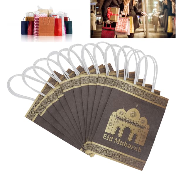 12 pcs Ramadan Gift Bag with Rope Handle Paper Decorations Tote Bag Craft Material EID MUBARAK