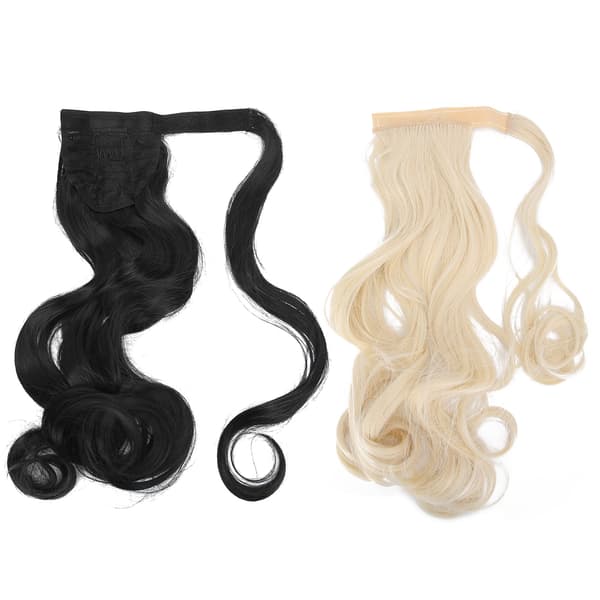 2 Pcs Ponytail Wig Extensions with Velcro, Curly Ponytail Wig for Women