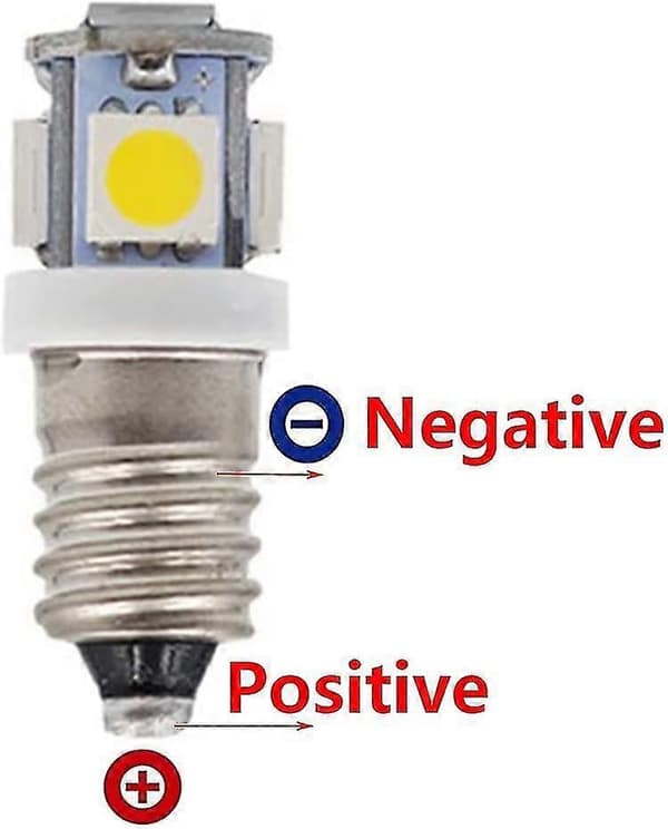 10-pakning E10 9V Kaldhvit 5smd 5W LED-pærer (Kaldhvit, 9V)