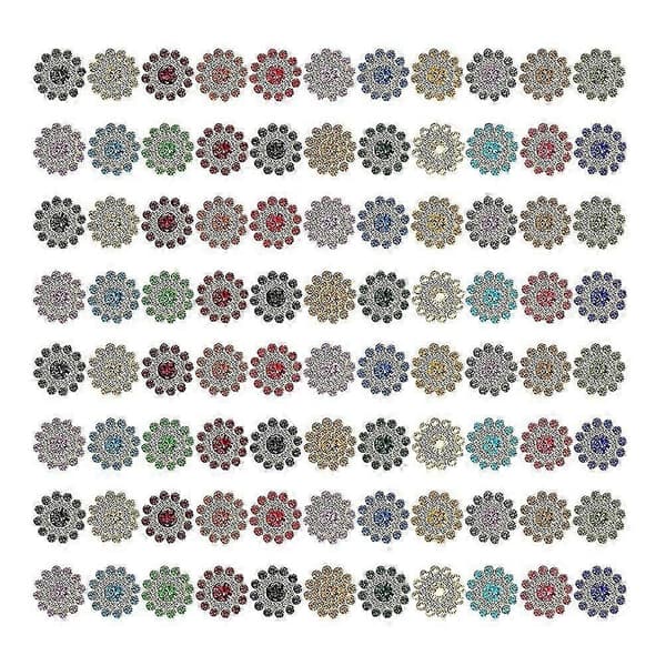 100 stk Metallknapper Kappe Syknapper Skjorteknapper Dekorative Knapper Flatback Rhinestones Knapper