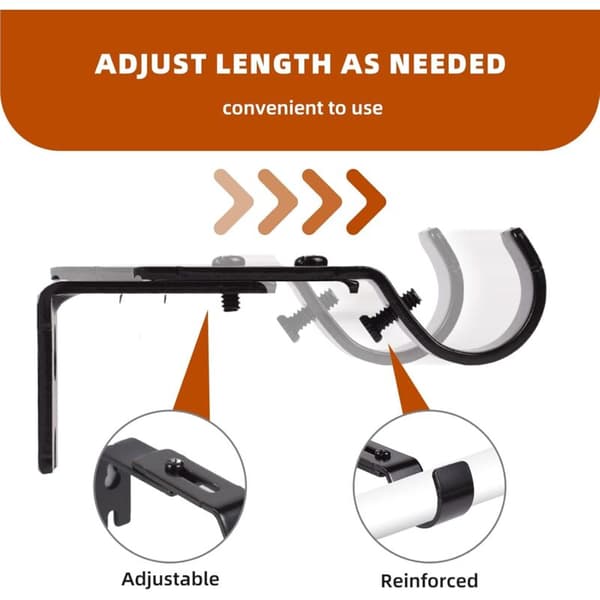 Adjustable Curtain Rod Brackets Satin Nickel 3-pack Black