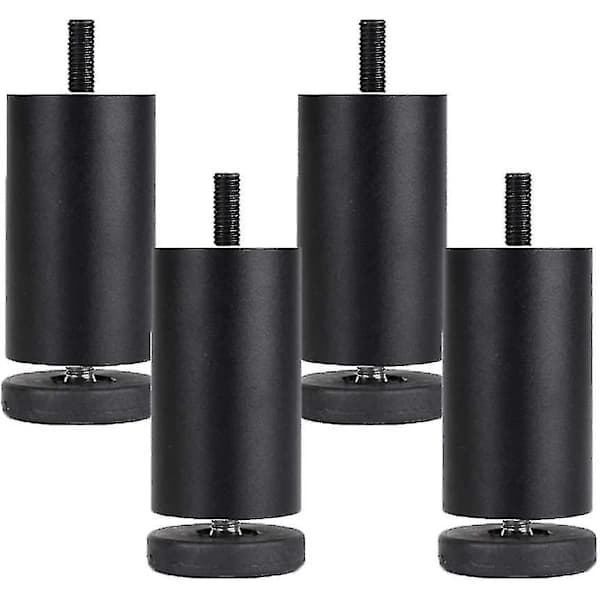 Justerbare møbelben aluminiumslegering møbelben runde metall møbelben bord sofa seng, sort, 4 stk (10 cm)
