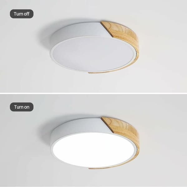 Moderne LED Loftlampe Træ Ø30cm - 18W Naturlig