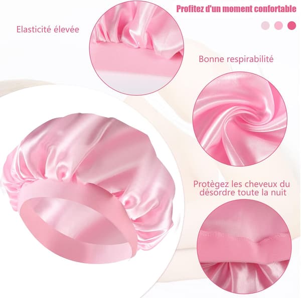 3-pack satin nattmössa med huva, (svart, rosa, leopard)_Specialpresent