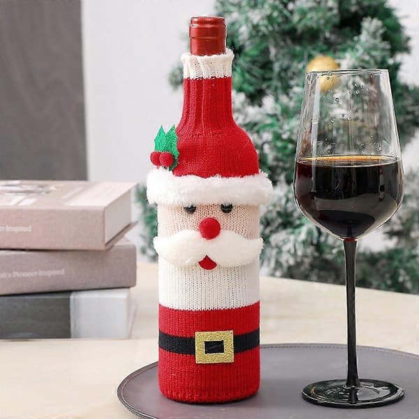 Julepynt, strikket vinovertræk til julemand julemand julemand Father Christmas