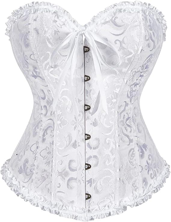 Korsetttoppar för Kvinnor, Bustier Shapewear Underkläder, Spets Midja Push Up Bodysuit Vit