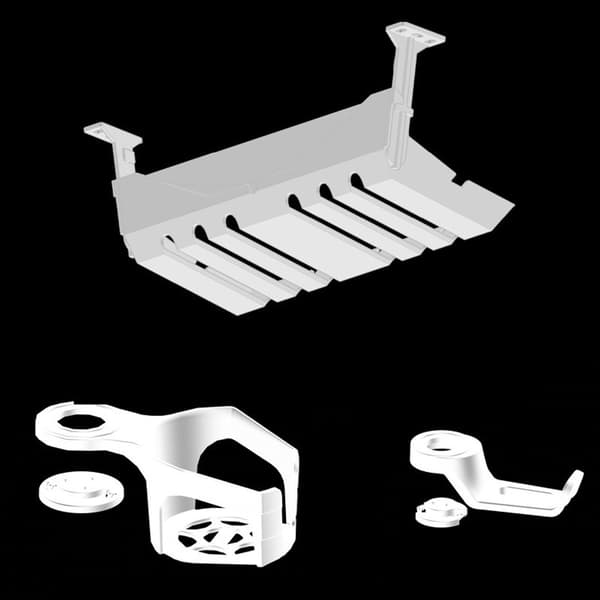 White 3-piece Accessory Set for Electric Lift Table - Cable Management Box, Headphone Holder, Cup Holder