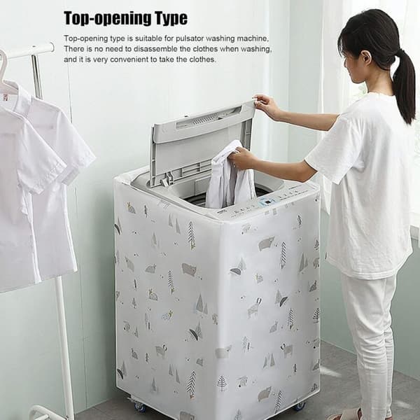 Washing Machine Cover, Waterproof Dustproof Sunscreen for Top-Load Washing Machine, Compatible with Various Brands