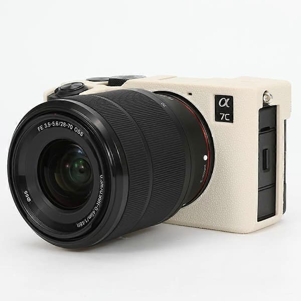 i0s Textured Case for Sony A7C II A7CR, Scratch-Resistant Silicone Protective O6p Camera Cover - Beige