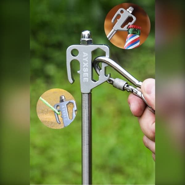 Camping hundeanker 360° roterende jordspyd til hund — 40cm rustfrit stål & aluminiumslegering, konisk hoved, gummihylster, quick-hook