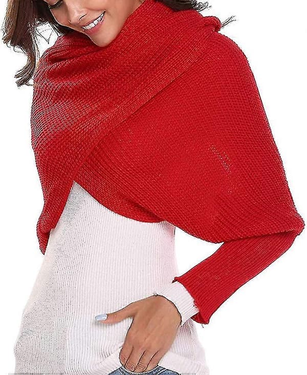 Multifunktionelle tørklæder, dametørklæde, capetørklæde, vintermode, unisex rød Red