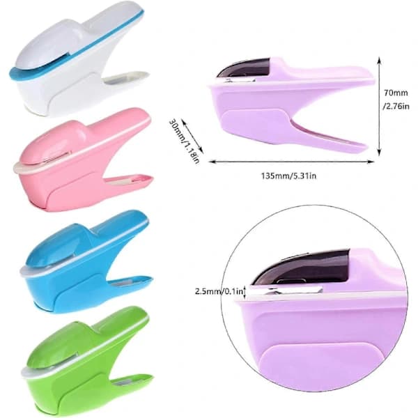 Stapleless Stiftemaskin, Manuelle Stiftemaskiner, Bærbar Stapleless Stiftemaskin for Brosjyrer, Aviser, Flygeblader Rosa