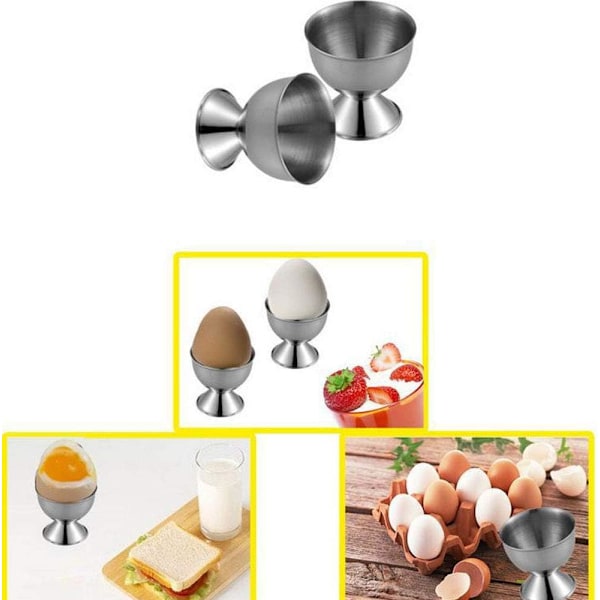 *4-delt eggkoppsett, eggkopper i rustfritt stål, flatt eggkoppsett,*