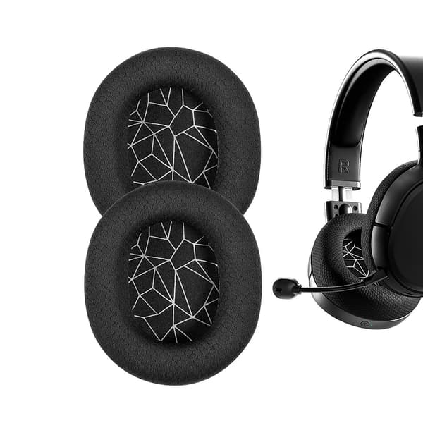 Erstatningsøreputer i velourstoff, kompatible med SteelSeries Arctis gaming-hodetelefoner (sølvtrykk)