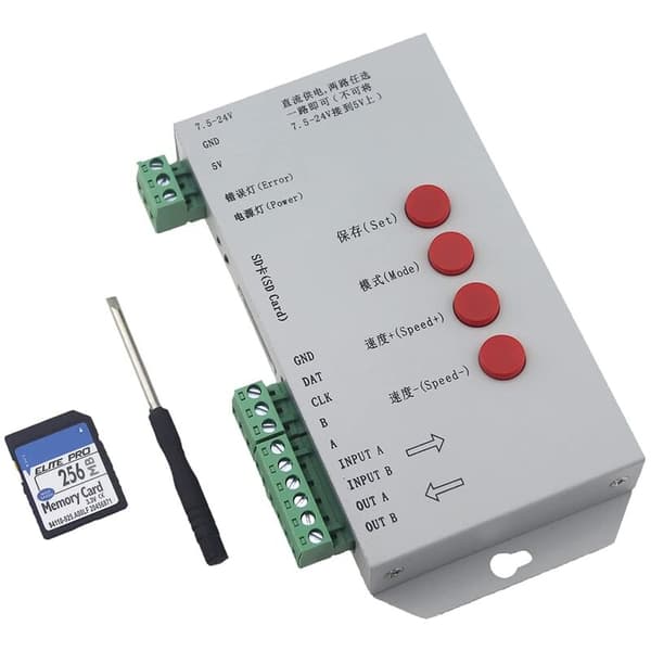 T1000S DMX 512 RGB LED-strip Pixel-controller SD-kort WS2812B WS2811 6803 SK6812