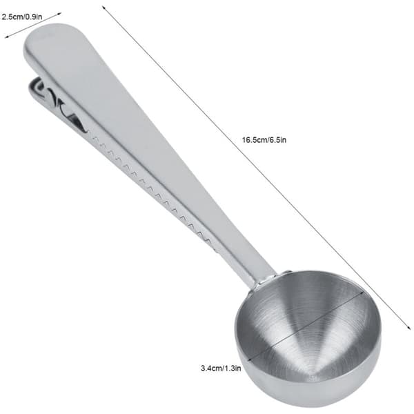 Stainless Steel Coffee Scoop with Clip, Multifunctional Measuring Spoon Compatible with Coffee Accessories