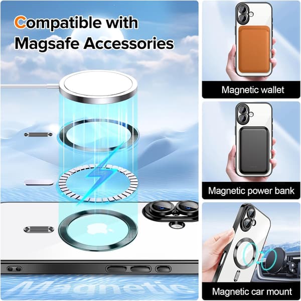 iPhone 16 Case - Metallic Case with Magnetic Compatibility, Slim Design - Gold gold gold gold