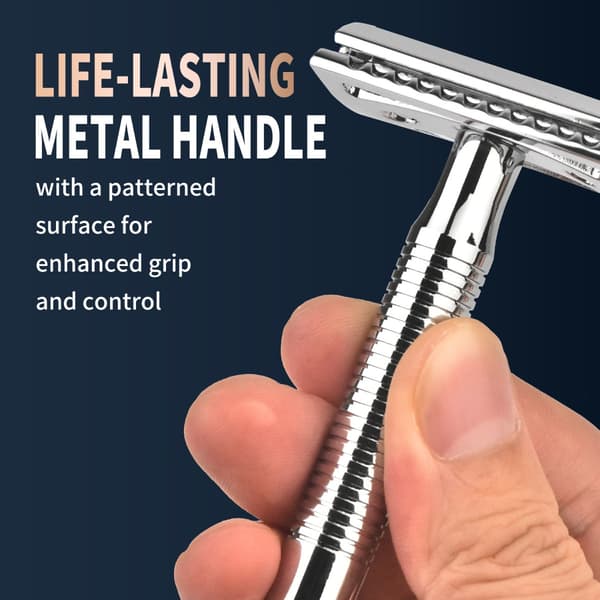 High-Quality Safety Razor for Men with Patterned Grip and Anti-Friction Coating