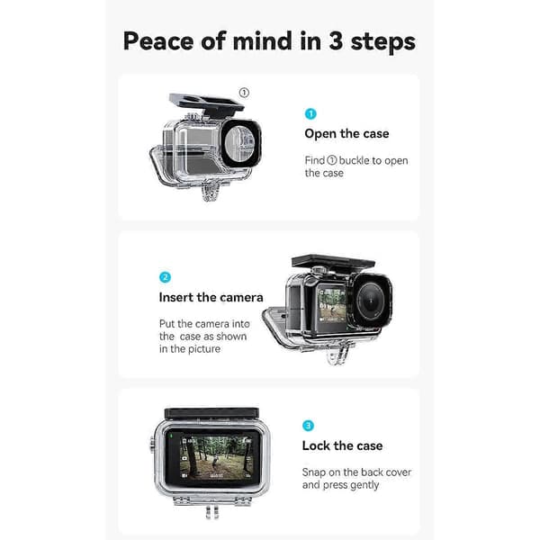 45M Action Camera Waterproof Case for Action 3 4 Underwater Diving Housing Protection