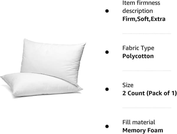 Pillows 2-pack, Soft Support Rebound Hotel Quality Extra Soft Filling Bed Pillows Designed for Stomach, Side, and Back Sleepers, Body Pillows