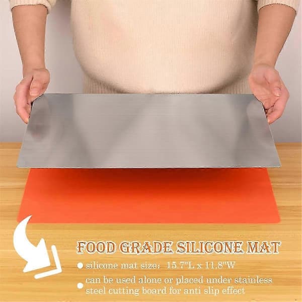 Non-slip stainless steel cutting board with edge and silicone