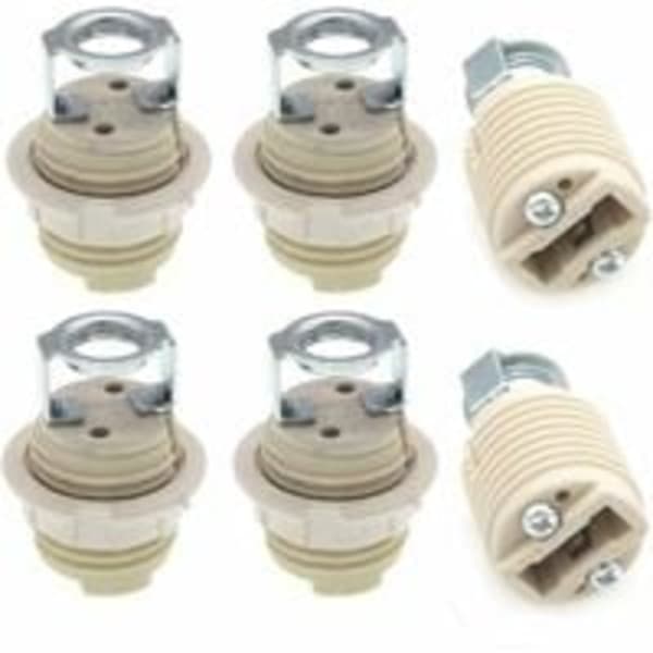 6-pak G9 lampeholder med beslag, keramisk gevind G9 halogen S