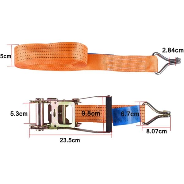 Ratchet Tie Down Strap, Lashing Strap 10 m x 50 mm for 2000 kg Capacity with Tension Hook