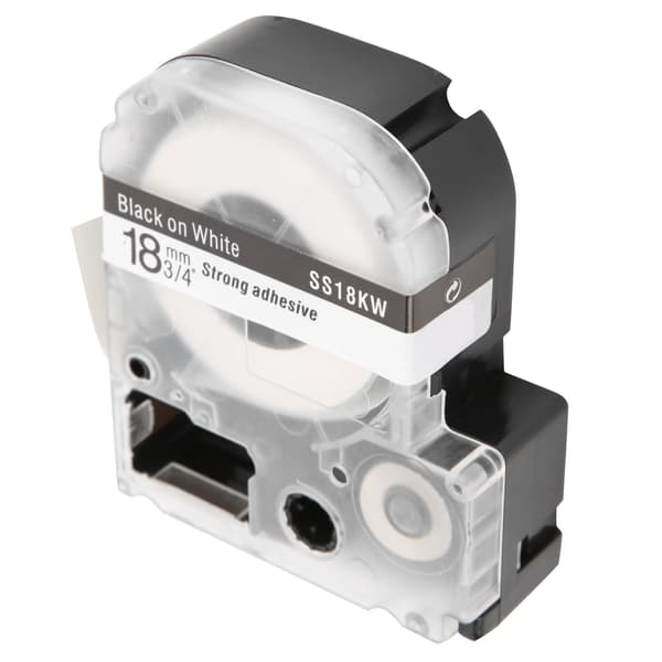Label Making Tape 18mm PET Waterproof Labeling Tape for Epson Label Printer/KingJim Label Machine Black Text on White Background