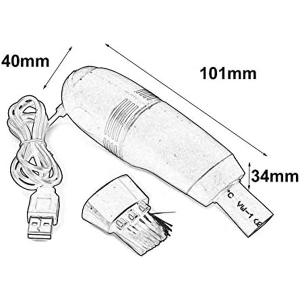 1 stk Mini USB-støvsuger for tastatur - liten størrelse