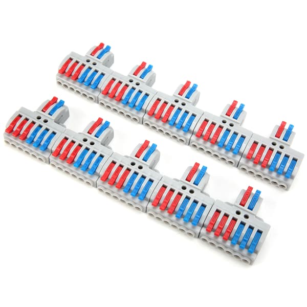 10 pcs wire conductor connector 2in6out with fixed hole 4mm splitter quick connect terminal block 600V