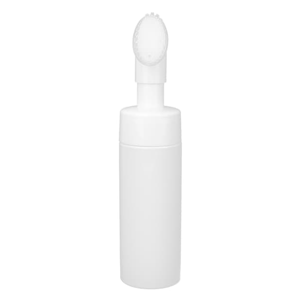 White Facial Cleanser Foaming Bottle Silicone Brush Refillable Empty Mousse Foaming Bottle 150ml