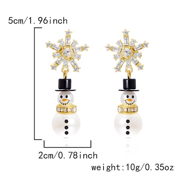 Julörhängen mode allmatch europeiska och amerikanska nya juldiamant snöflinga pärla hatt snögubbe örhängen kvinna MJ51 Snowman Brooch