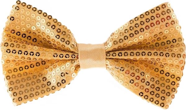 Men's Sequin Bow Tie - Pre-Tied Adjustable Bow Tie, Gold