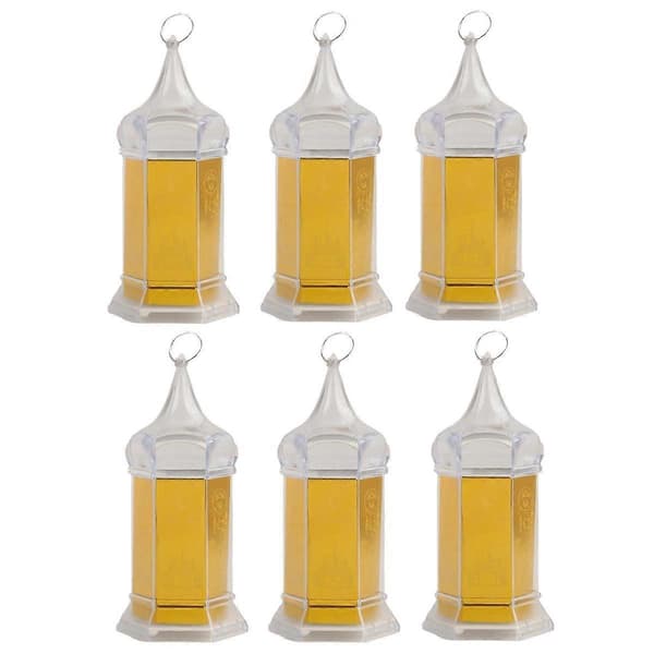 6 stk Ramadan Lanterne, 15,5 cm Guld Mini Lanterne, Mubarak Hængende Lanterner Dekorative Lys