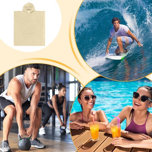 Surf-håndklæde-poncho hurtigtørrende badekåbe af ultrafin fiber creme - Cremefarben